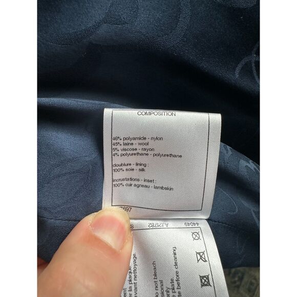 AUTHENTIC CHANEL 17A BLUE GREEN WHITE MULTICOLOR TWEED SUEDE LEATHER DRESS 38 - Picture 15 of 16